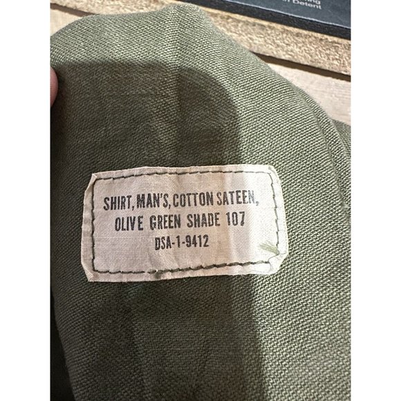 VTG US Army OG-107 Utility Shirt Cotton Sateen Vietnam NAMED w/ Master Parachute - Picture 5 of 5